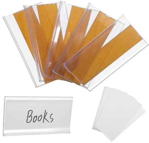 NUOBESTY Regaletikettenhalter Transparent 4x8cm Selbstklebend Pvc 60 Stück Mit Weißem Papier Drahtregaletiketten Für Aufbewahrungsboxen Schubladen Und Bücherregale
