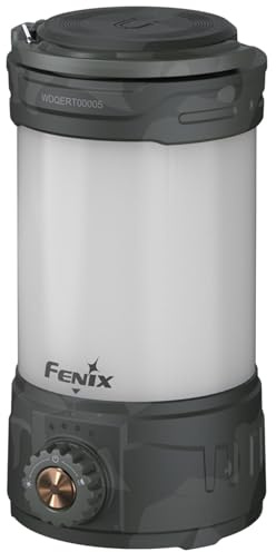 Fenix CL26R Pro LED Campingleuchte + Powerbank max. 650 Lumen Weißes und Rotes Licht mit 5.000mAh Akku und USB-C aufladbar Gehäusefarbe Grau Camo | Weißes und Rotes Licht, 9 Lichtmodi, USB-C aufladbar, Magnet & Haken, IP66, für Camping, Outdoor, Wandern, Notfall
