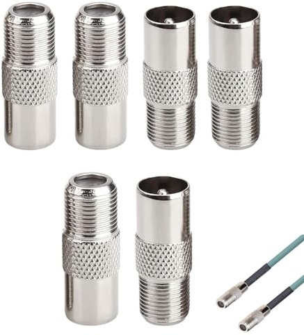 Wodehahagou 6 Pcs F-Connectors Adapter to Coax Male Plug for Cable Lead TV Aerial F-Type Connector