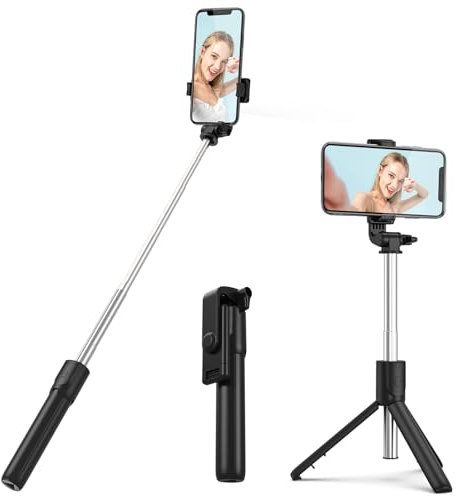XIHAMA Bastone per selfie con treppiede, supporto per telefono portatile e telecomando senza fili, compatibile con iPhone, Samsung, Xiaomi e smartphone Android (nero)