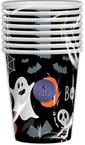 PD Outlet Halloween Cute Spooky Ghosts Kids Design Paper Cups – Adorable & Sturdy Disposable Cups for Parties | Eco-Friendly (8)