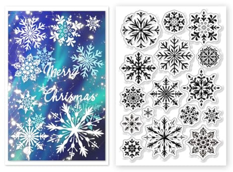 CHGCRAFT Snowflake Background Clear Stamps Transparent Silicone Stamps with Snowflake Pattern for DIY Scrapbooking Cards Making Photo Album Decorative