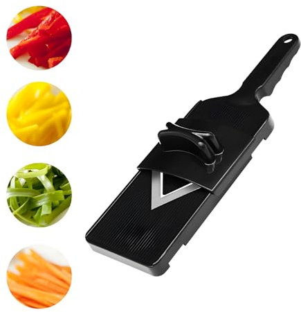 Cortador de Verdura, Mandolina de Cocina Profesional Cortador de Verdura, Cuchilla en V Cortadora en Juliana con Rallador Protector para Zanahoria Frutas Tomate Patata Cebolla Rebanar o Desmenuzar