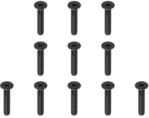 PATIKIL #6-32 x 3/4 Tornillos de Cabeza Plana, Paquete de 10 Pernos Avellanados Planos de Accionamiento Hexagonal Tornillos de Máquina de Rosca Completa Negro Grado 10.9