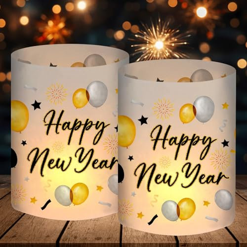 12 Lanterne Decoration Table, Deco Nouvel an 2026, Decoration Kit Fete, pour Bougies Chauffe-Plat (Nouvel an)