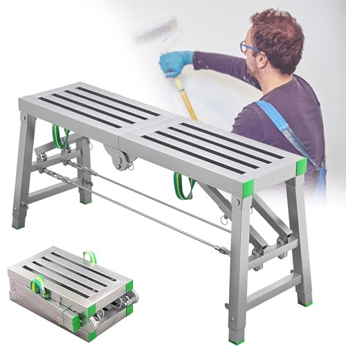 Plate-Forme de Travail réglable avec capacité de Charge de 500 kg, escabeau en Acier, Plate-Forme d'échafaudage Pliable Portable pour Le Nettoyage des Murs de Peinture en Hauteur, Les cloiso