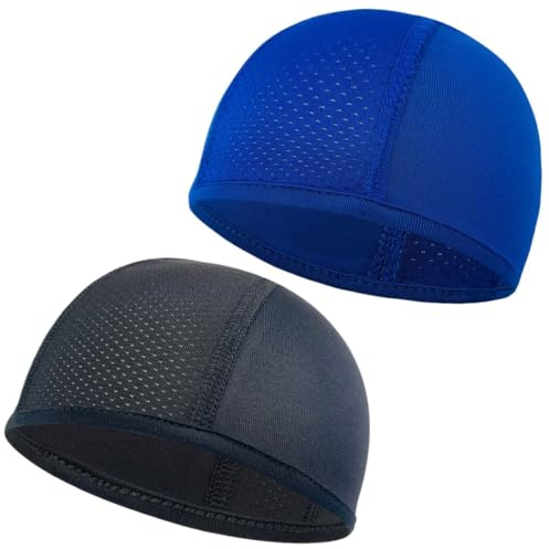 XENQITO 2 Pieces Cyclisme Skull Cap, Bonnet sous Casque Léger Été, Stretchy Beanie Breathable Helmet, Bonnet Anti-humidité, Casquettes Bonnets de Cyclisme Homme, for Men Women Cycling Running Sports