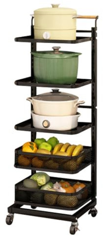 DONGGANSHI Organisateur de casseroles et poêles pour Grille de Four à Micro-Ondes à 3 Niveaux, Support de Rangement de Cuisine Haut sur roulettes, Organisateur de Grille de casseroles, Blanc-
