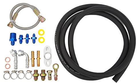 Gearwell-Ölzufuhrleitungssatz, kompatibel mit Turboladern der T25-T28-GT25-GT28-GT-Serie, 19-Zoll-Schlauch-Aluminium-Anschlussstück, universeller Ersatz für die Turbo-Ölleitung