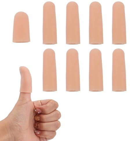 BOXOB 10pcs Gel Finger Cots, Silicone Finger Protectors Reusable Thumb Support Sleeves for Fingertips Protection from Volleyball Crocheting Gardening Cooking
