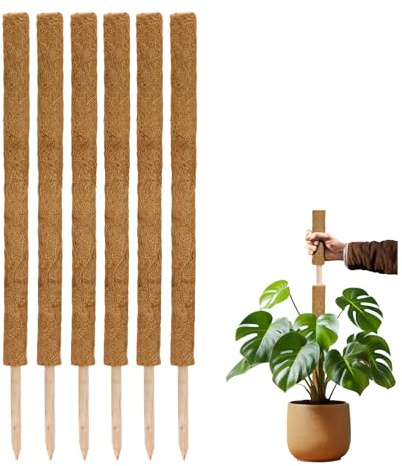 La Cordeline 6 Stück Rankhilfen für Kletterpflanzen, 90 cm, Halterung aus natürlicher Kokosfaser, Rankhilfe für Monstera, Garten, Hauspflanze