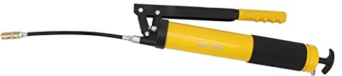 KIMISS Pistola de Grasa de Servicio Pesado 10000psi: Pistola de Grasa Manual de Alta Presión de 600cc para Automóviles, Camiones, y Cortadoras de Césped (Pistón Simple Amarillo)