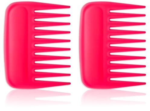 Lockenkamm, 2 Stück Mini-Palmen Kämme Haar Entwirrungskamm Professionelle Wide Tooth Comb Taschenreise Styling Friseur Kamm Für Männer Frauen Dickes Lockiges Welliges Perückenhaar, Rosa