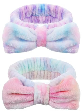 2 Stück Spa Gesicht Stirnband, Elastische Spa-Stirnbänder für Frauen, Flauschig Weiches Hautpflege-Stirnband, Stirnbänder Geeignet für Frauen zum Gesicht Waschen, Hautpflege-Spa, Make-up