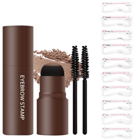 Eyebrow Stencil Kit - Eye Brow Shaper Kit - Eyebrow Shaping Set- Brow Stamp Kits with 10 Styles Reusable Eyebrow Stencils for Natural Brows (Light Brown)