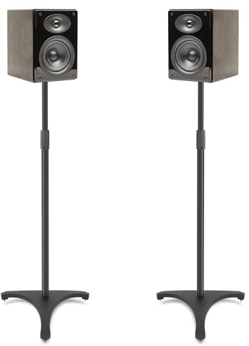 FREEAMG 2er-Pack Höhenverstellbare Lautsprecherständer, Verstellbereich 86 bis 127CM, Lautsprecherständer Surround, Bodenlautsprecherständer mit Kabelmanagementsystem und Stativfuß, Schwarz