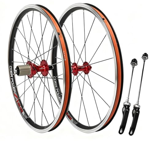 20 Zoll Fahrradradsatz 406/451 BMX Felge C/V-Bremse Fahrrad Falt Laufrad QR 74/130 Mm Vorder-/Hinterrad Laufräder 16/24 Loch Naben Für 8/9/10/11-fach Schwungrad(Rosso,451)