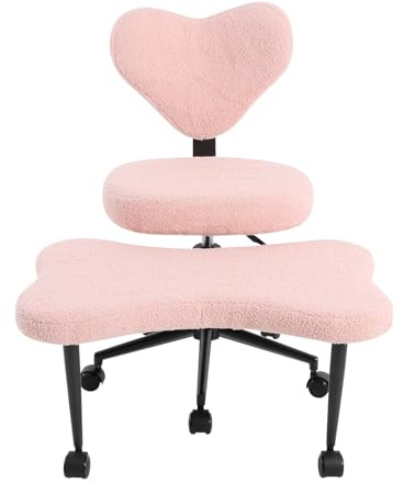 Zalydala meditationsstol | meditationsstol med korsade ben | lammull och skum | vridbar 360° | justerbar höjd | 150 kg lastkapacitet | för yoga/kontor/vardagsrum (rosa)
