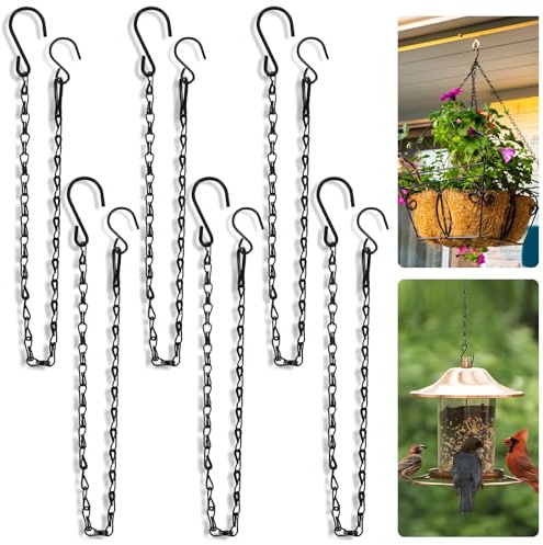 Nogeqi 6 st kedja för hängande växter, svarta växtkedjor för att hänga korgar kit med krokar för planterare fågelmatare skyltar prydnader utomhus inomhusdekor, 54 cm/21,26 tum