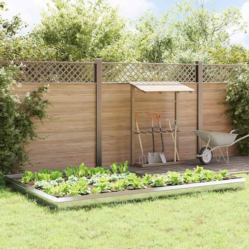 Schneckenzaun Edelstahl 16-teilig Silber, 100 x 3,5 x 25 cm, wetterfest und flexibel, steckbar für Garten Beeteinfassung, Rasenkante, Beetumrandung, Wegbegrenzung und Landschaftsbau