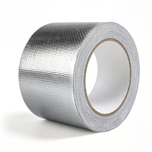 Youery Nätförstärkt aluminiumtejp, 100 mm x 20 m, värmebeständig och vattentät, självhäftande aluminiumtygband för isolering, ångspärr och reparation (100 mm x 20 m)