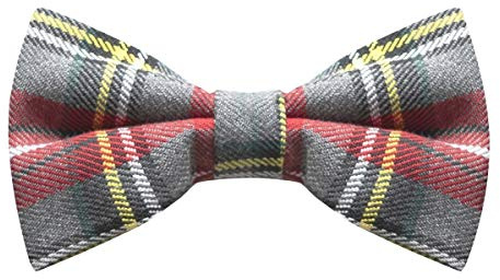 King & Priory Gris Clair & Rouge Traditionnel Tartan Noeud Papillon Cravate