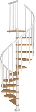 DOLLE Spindeltreppe Montreal Höhe 252-282 cm Stufen Buche Unterkonstruktion weiß Durchmesser 140 cm