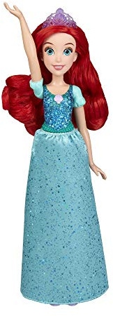 Disney Prinzessin Schimmerglanz Arielle Modepuppe mit glitzerndem Rock, Krone und Schuhen