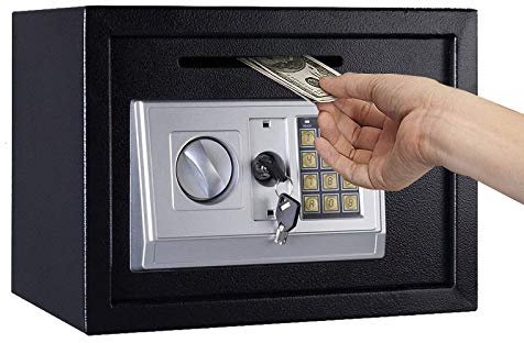 Home Digital Safes Electronic Heavy Duty Key Operated Security Money Cash Safe Box Grey Large 2keys - 16 Litre Volume