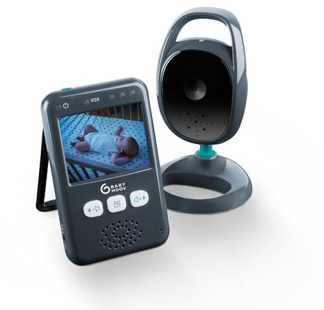 Babymoov Babyphone Caméra Essential, Ecran 2.4, Portée de 250m & Kit Mural Inclus, Mode VOX
