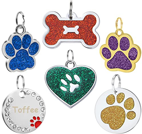 CAMAL Hundemarke Personalisiert, Hundemarke mit Gravur, Prickelnde Plakette für Hund und Katze, Viele Formen und Farben Sind Verfügbar (Goldene Metallpfoten)