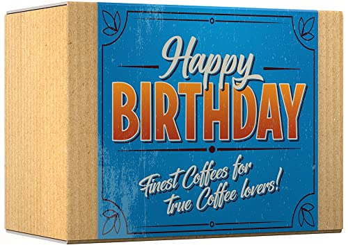 Gourmet Coffee Gift Set - HAPPY BIRTHDAY | Ground Coffee 600g (6 x 100g) - 6 Finest Single Origin Coffees | Hamper Style Gift Idea for Him & Her