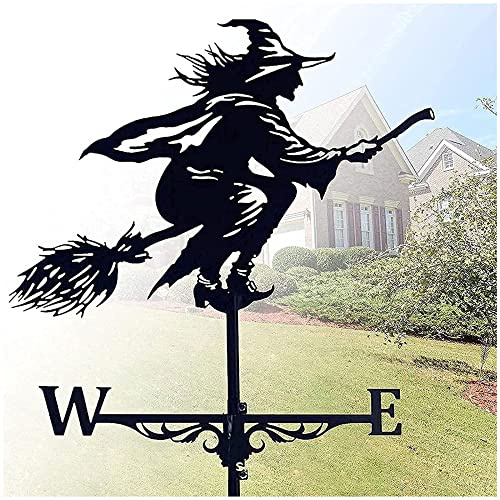VVLXRIC Outdoor Witches, Weather Vein For Shed, Cast Iron Witch Decorative Garden, Iron Weather Vane, for Home Garden Courtyard Halloween Outdoor Decoration