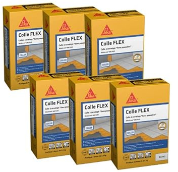 Lot de 6 colles à carrelage SIKA SikaCeram 200 Flex - Blanc - 2,5 kg