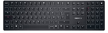 CHERRY KW X ULP, Clavier mécanique Haut de Gamme Ultra-Plat, Disposition française (AZERTY) Clavier Compact Multi-appareils Jusqu’à 4 appareils différents, Rechargeable, Noir