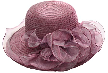Disimlarl Sommer-Hochzeit, Organza, Kirche, Derby-Hut, Fascinator-Kappe, Damen, Teeparty, Schleife, Hut, Strandhüte