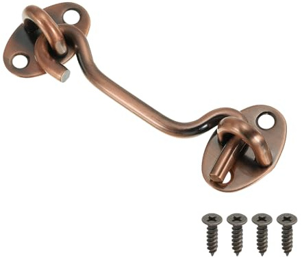PATIKIL 4 pollici Gancio Occhio Chiusura, Carbonio Acciaio Privacy Gancio e Occhio Chiusura Porta Chiusura Serratura per Finestra Scorrevole Porta Fienile Porta, Rosso Bronzo