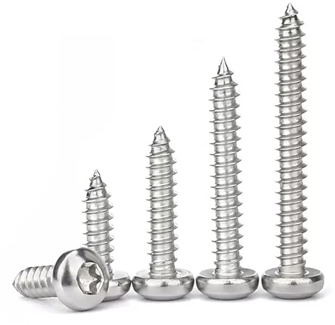 HanTof 100Pcs Torx/Star Drive Pan Head Self Tapping Wood Screws, 18-8 (304) Stainless Steel, M5 x 16/20/25/30/40mm Sheet Metal Screws Used for Wood, Plastic and Soft Metal. 20 Pieces/each With T25 Bit