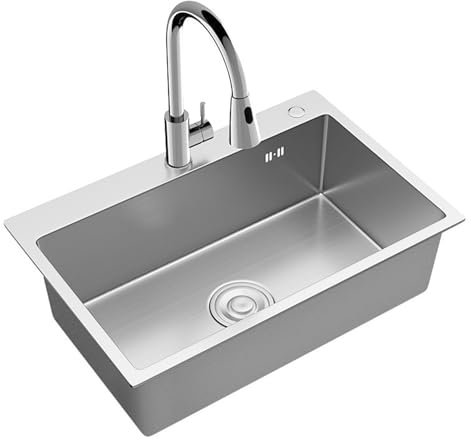 Edelstahl-spüle mit ausziehbarem Wasserhahn Multifunktionales Einbauwaschbecken Professionelle Spüle aus Edelstahl edelstahl einzelbecken einbauspüle Geeignet für Küchen, Bars, Restaurants usw. ( Size