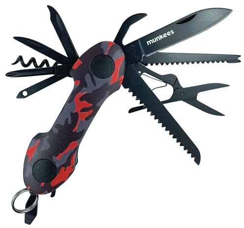 Munkees® Mini Taschenmesser 15-in-1 Rottarn – Schlüsselanhänger