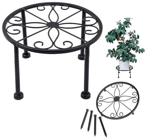 Pflanzenständer für Blumentöpfe,Blumenhocker Pflanzenständer,Blumenständer Eisen Hocker, Metall, Schwarz, rund Blumentopfständer, Heimpflanzenständer für Garten, Innenbereich, Balkon, Dekoration