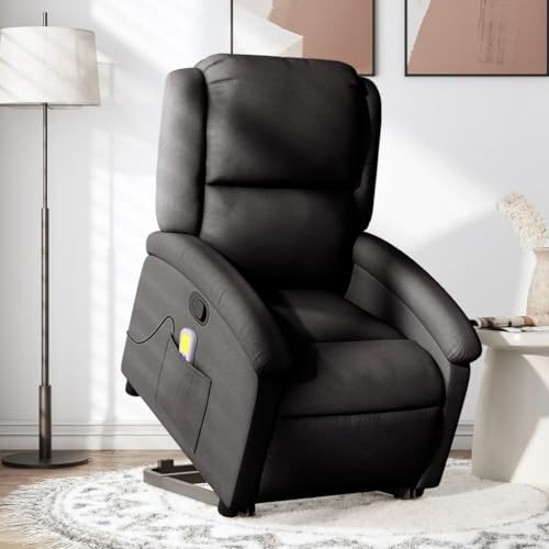 Gecheer Massagesessel mit Aufstehhilfe Relaxsessel Fernsehsessel Massagefunktion Ruhesessel TV Sessel Polstersessel Relaxliege Liegesessel Loungesessel Wohnzimmersessel Relaxsofa Schwarz Stoff