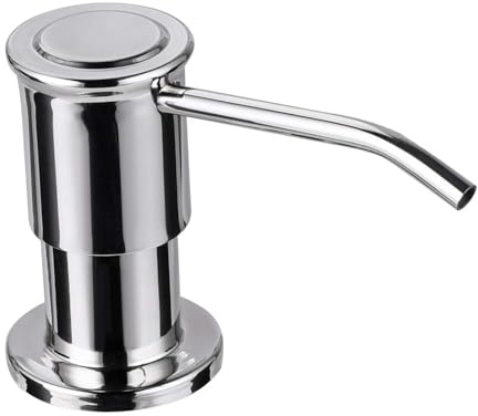 Maizoon Dispensador de Jabón Incorporado para Cocina Cabezal de Bomba de Acero Inoxidable 304 con Botella y Tubo de Extensión Dispensador de Loción para Manos de Jabón para Platos Plata Brillante