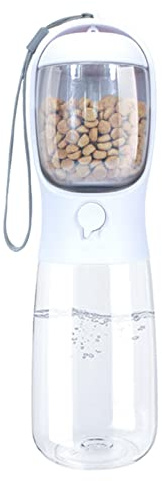 Gourde pour Chien Promenade, 550ml Bouteille d'eau de Voyage pour Chien, Couvercle utilisable comme Gamelle, Distributeur d'eau Portable avec Distributeur de Nourriture pour Randonnée Camping Marche