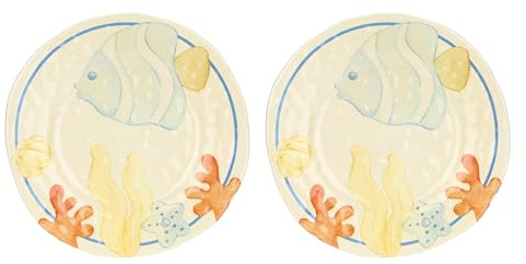 THUN, Set 2 Piatti Frutta in Melammina, Linea Mare da Amare, Casa e Cucina, Idea Regalo per la Cucina, Ø 21 cm