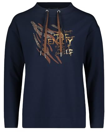 Betty Barclay Damen Sweatshirt mit Kragen Patch Dark Blue/Brown,44