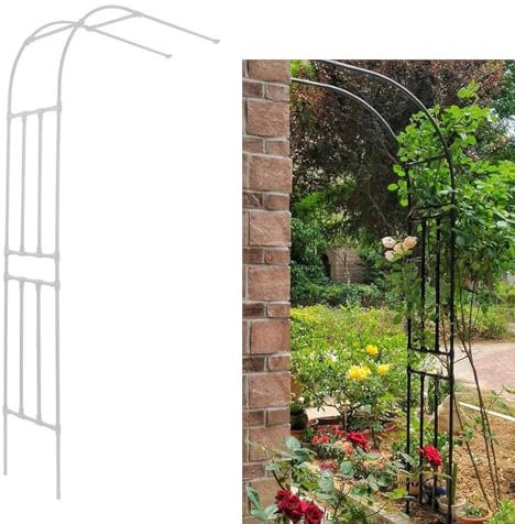 Hoiweqr Mezzo Arco di Rose, Gazebo Ad Arco Giardino Resistente alle Intemperie, Arco da Giardino per Rose Rampicanti Metallo, per Il Giardino Esterno Il Prato del Cortile(White,120x240x40cm)