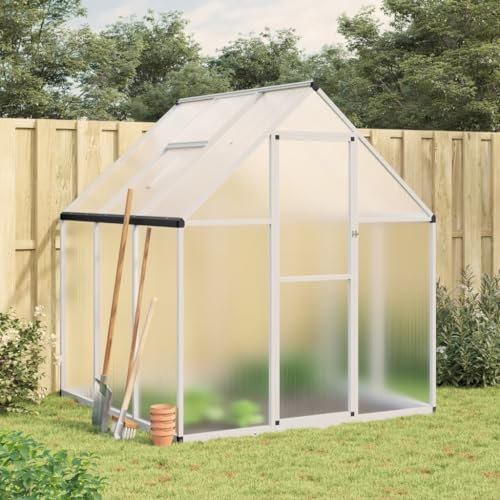 INLIFE Serre avec Cadre de Base Argent 169x169x195 cm Aluminium Maison,Jardin,Pelouses,Jardins,Jardinage,Serres de Jardin Argent 26.3KG