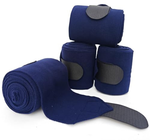KURSHOW Horse Polo Leg Wraps Soft Fleece Wraps Equestrian Leg Bandage 4-Pack (Cob(8.2ft), Navy)