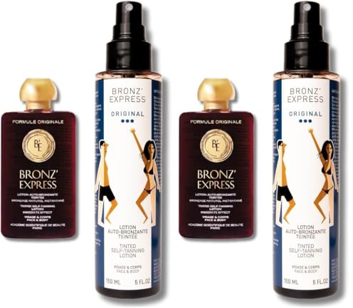 Académie Scientifique De Beauté Lotion Bronz'Express Teintée Naturel Auto-Bronzante Visâge et Corps 100 ml Tous les peaux (Lot de 2)